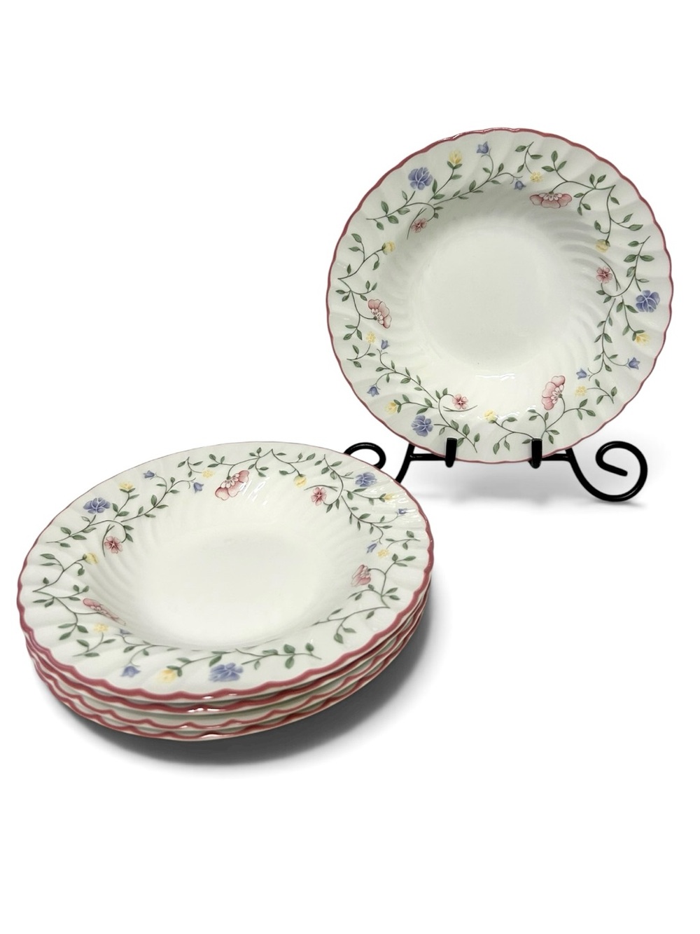 Vintage England Johnson Brothers Summer Chintz Swirl Soup Bowls Set of 5